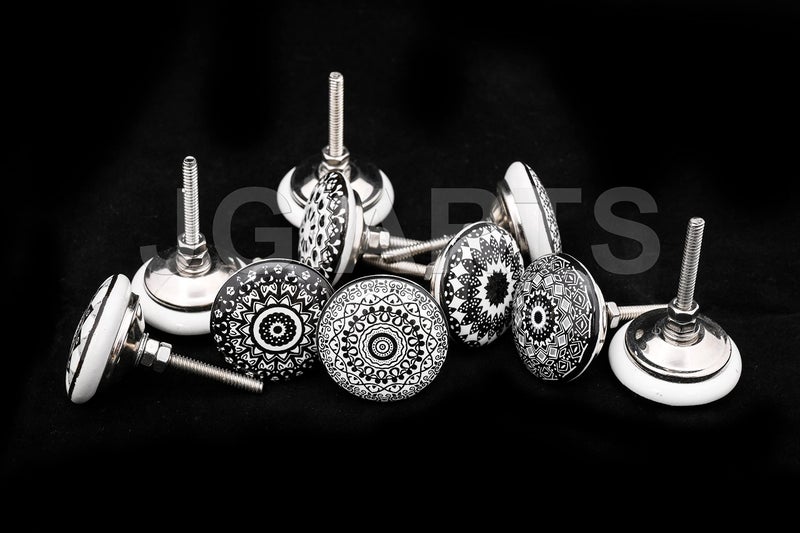 JGARTS Set of 10 Black Ceramic Porcelain Pottery Cabinet knob Drawer pulls Furniture Handles Shabby Chic Vintage - Image 3